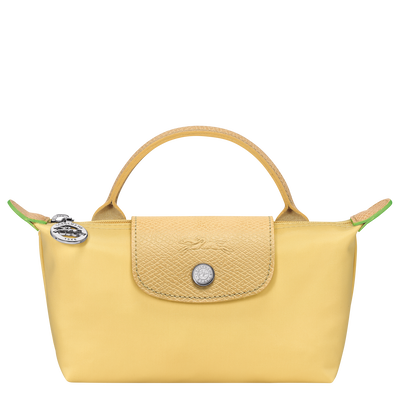 Le Pliage Green Pouch with handle , Wheat - Recycled canvas